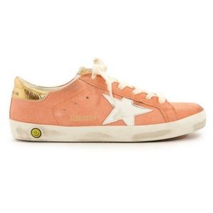 Golden Goose Superstar Gold Back Suede Low Top Sneakers | Peach | Kids Size 26